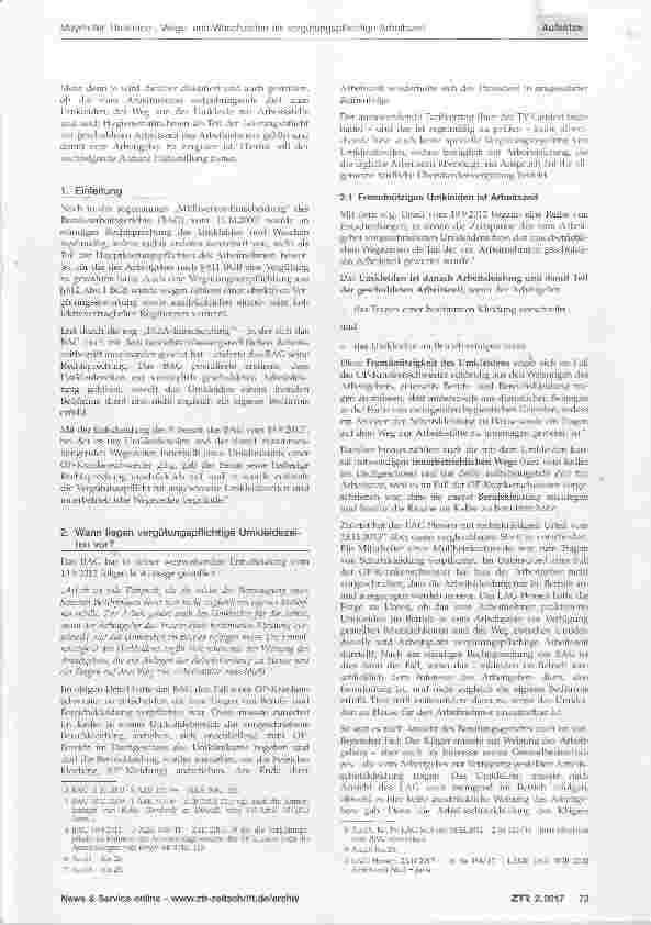 Vorschauseite 2: Umkleide-, Wegeund Waschzeiten als vergütungspflichtige Arbeitszeit