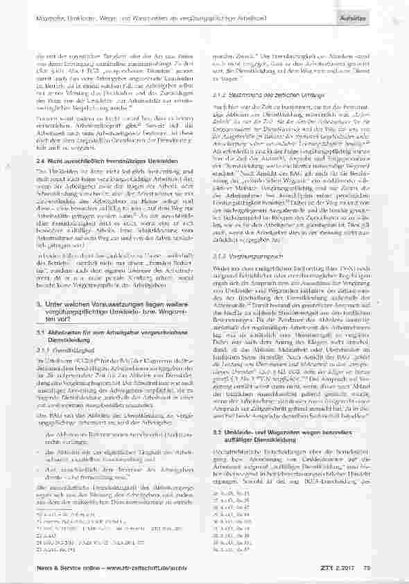 Vorschauseite 4: Umkleide-, Wegeund Waschzeiten als vergütungspflichtige Arbeitszeit