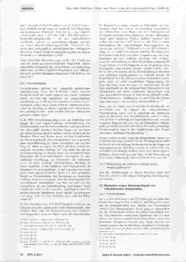 Vorschauseite 5: Umkleide-, Wegeund Waschzeiten als vergütungspflichtige Arbeitszeit