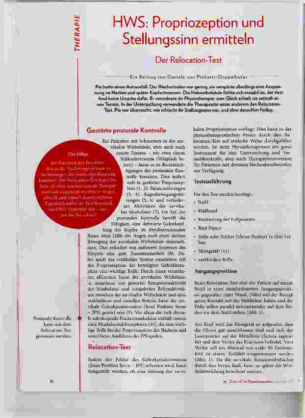 Vorschauseite 1: HWS: Propriozeption und Stellungssinn ermitteln