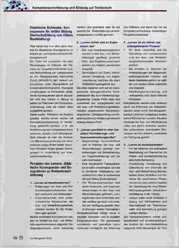 Vorschauseite 3: Kompetenzorientierung und Bildung auf Tertiärstufe: drei unterschiedliche Sichtweisen