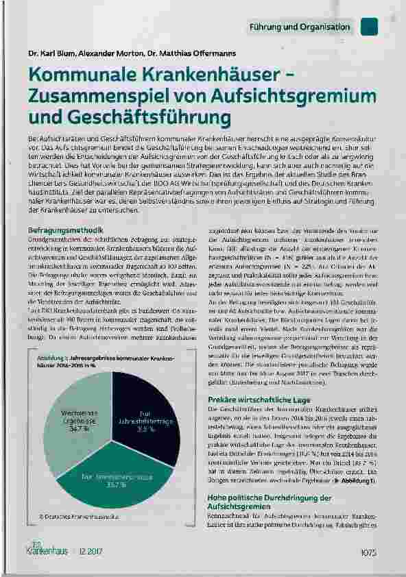 Vorschauseite 1: Kommunale Krankenhäuser Zusammenspiel von Aufsichtsgremium und Geschäftsführung