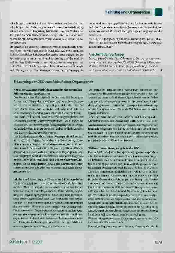 Vorschauseite 5: Kommunale Krankenhäuser Zusammenspiel von Aufsichtsgremium und Geschäftsführung