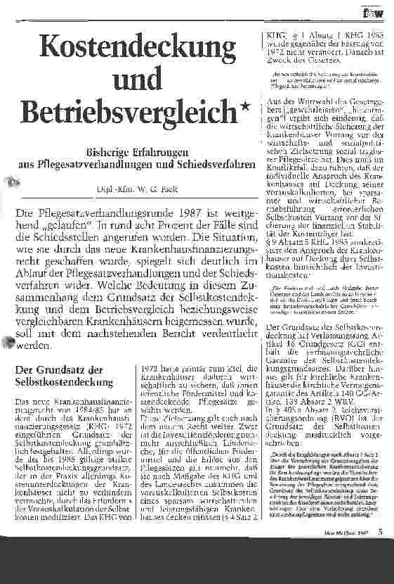 Vorschauseite 1: Kostendeckung und Betriebsvergleich