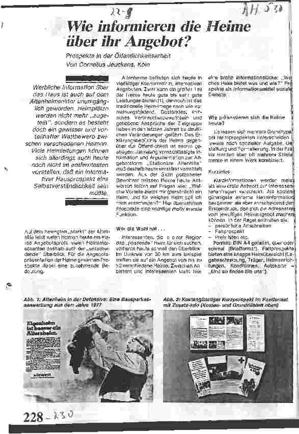 Vorschauseite 1: Wie informieren die Heime über ihr Angebot? Prospekte in der Öffentlichkeitsarbeit