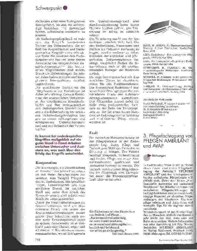 Vorschauseite 4: Pflege in der Endoskopie Endoskopie - eine Faszination aus Pflege und Technik
