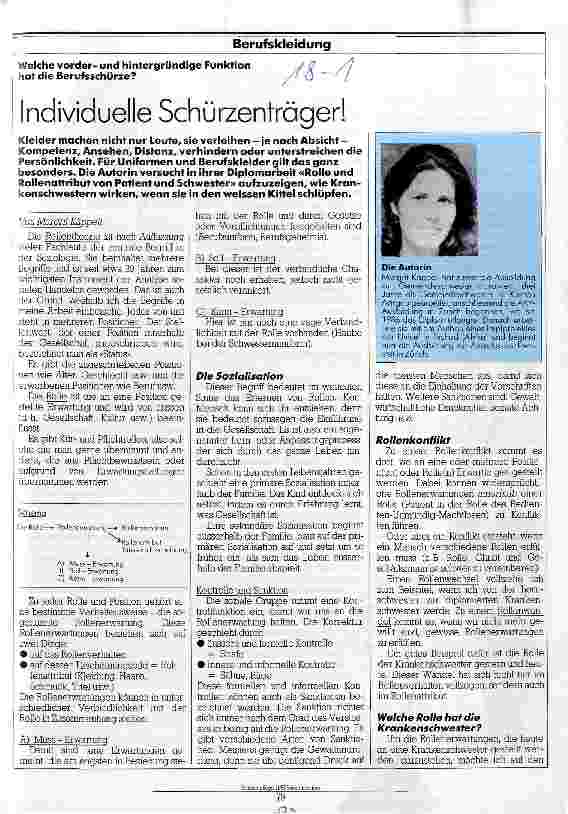 Vorschauseite 1: Individuelle Schürzenträger Welche vorderund hintergründige Funktion hat die Berufsschürze?
