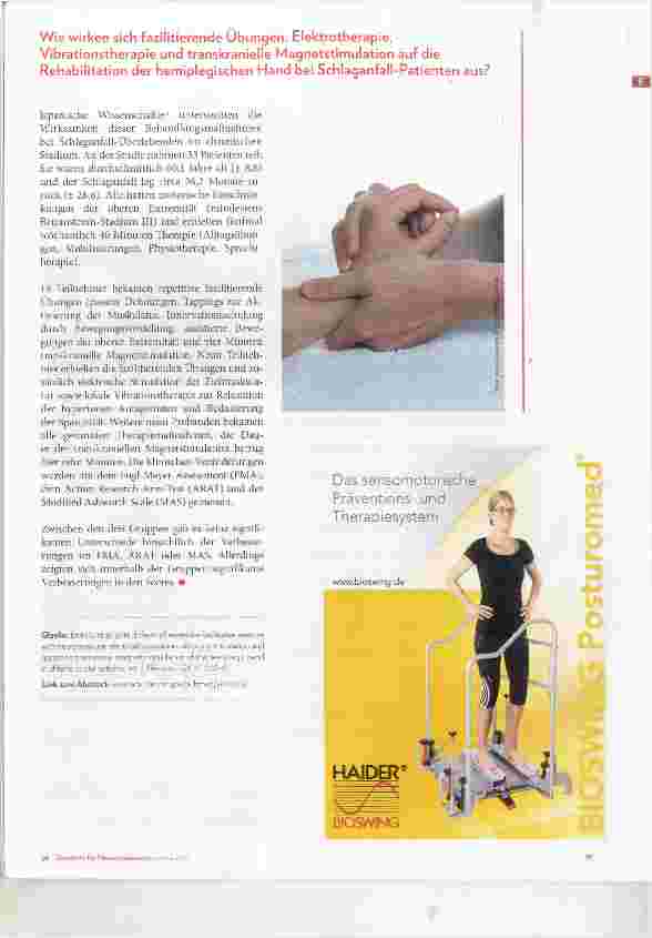 Vorschauseite 1: Wie wirken sich fazilitierende Übungen, Elektrotherapie, Vibrationstherapie und transkranielle Magnetstimulation auf die Rehabilitation der hemiplegischen Hand bei Schlaganfall-Pa…
