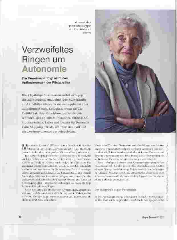 Vorschauseite 1: Verzweifeltes Ringen um Autonomie Die Bewohnerin folgt nicht den Aufforderungen der Pflegekräfte