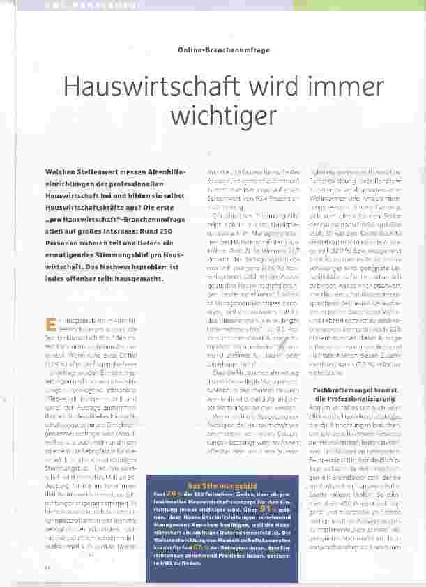 Vorschauseite 1: Hauswirtschaft wird immer wichtiger