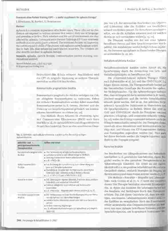 Vorschauseite 2: Communication Partner Training (CPT) - eine sinnvolle Ergänzung für die logopädische Aphasietherapie?