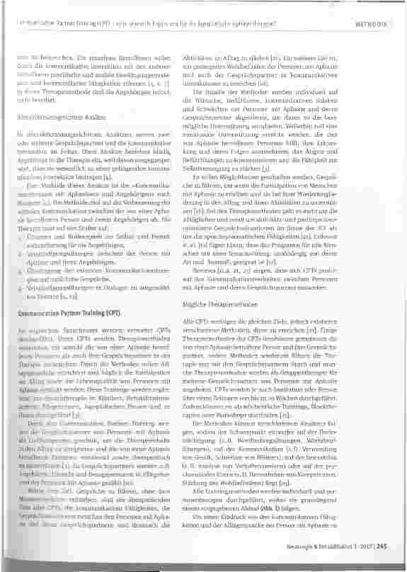 Vorschauseite 3: Communication Partner Training (CPT) - eine sinnvolle Ergänzung für die logopädische Aphasietherapie?