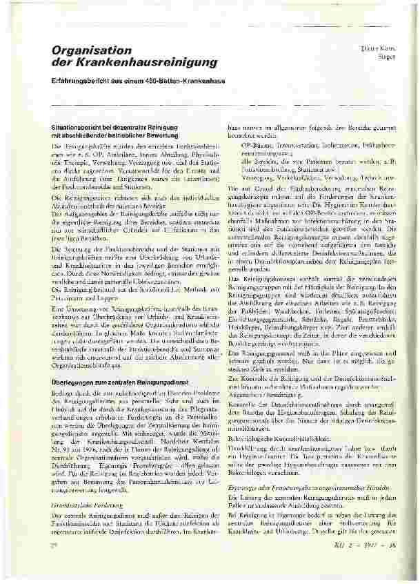 Vorschauseite 1: Organisation der Krankenhausreinigung