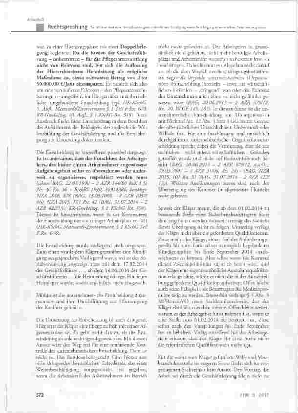 Vorschauseite 5: Zur Wirksamkeit einer betriebsbedingten ordentlichen Kündigung sowie Berichtigung eines erteilten Zwischenzeugnisses