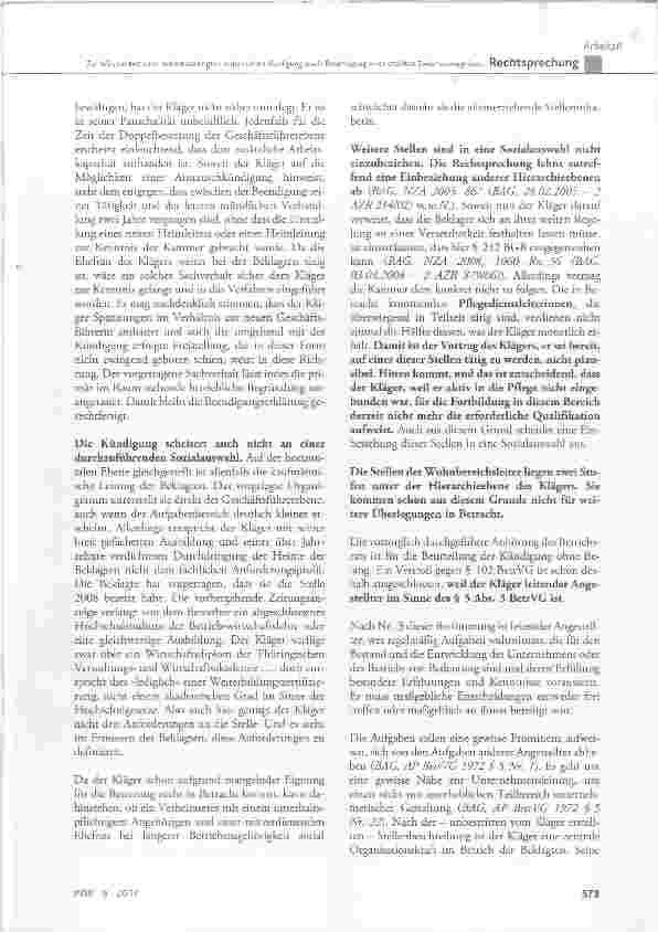 Vorschauseite 6: Zur Wirksamkeit einer betriebsbedingten ordentlichen Kündigung sowie Berichtigung eines erteilten Zwischenzeugnisses