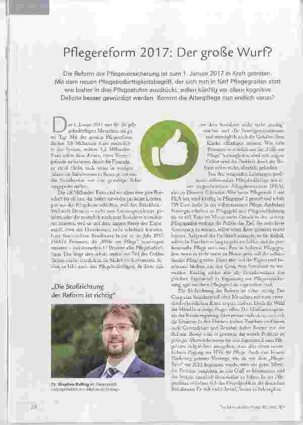 Vorschauseite 1: Pflegereform 2017: Der große Wurf?