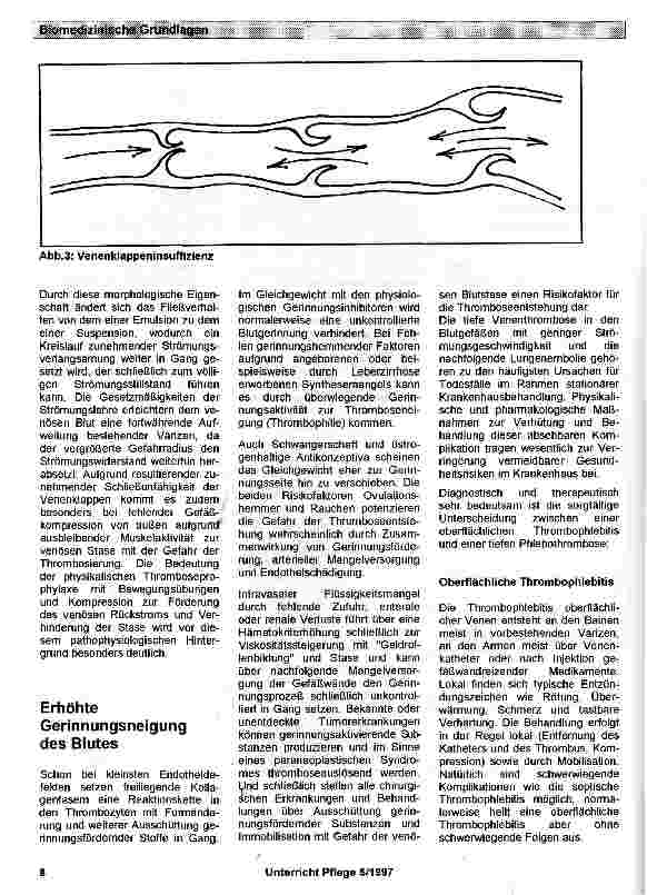 Vorschauseite 3: Biomeclizinische Grundlagen zum Themenbereich Thrombose: Entstehung - Behandlung -Verhütung