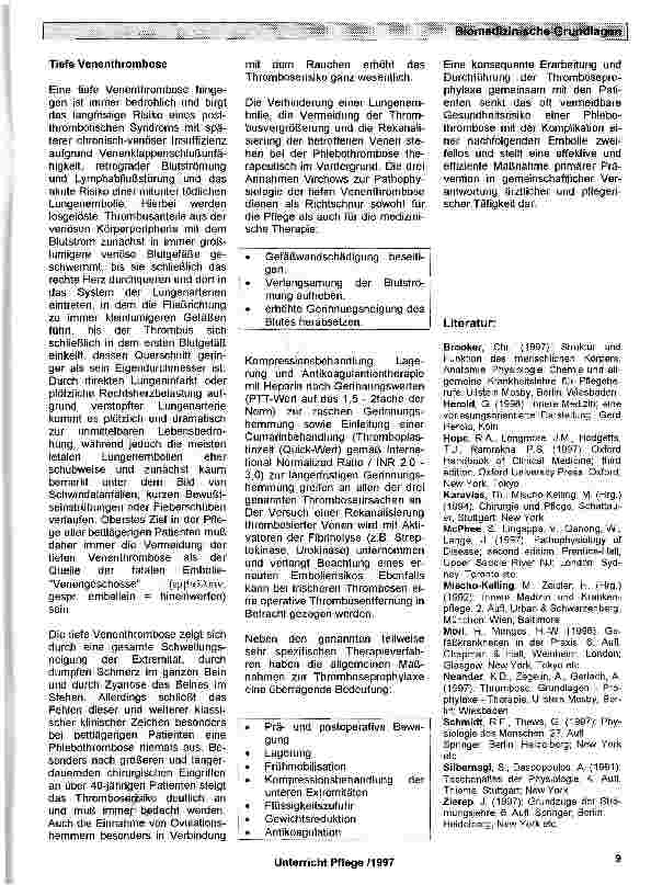 Vorschauseite 4: Biomeclizinische Grundlagen zum Themenbereich Thrombose: Entstehung - Behandlung -Verhütung