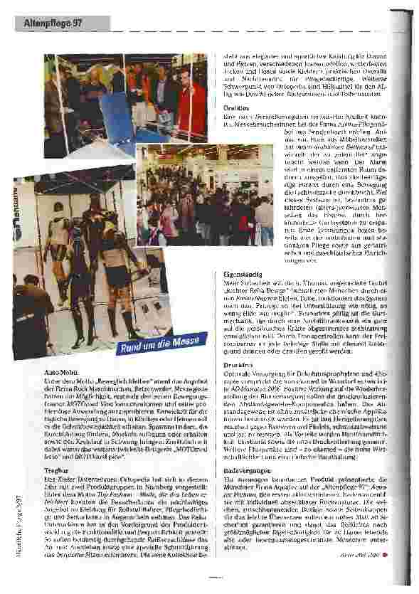 Vorschauseite 5: Zwischen Wirtschaftlichkeit und sozialer Verantwortung Kongreßmesse Altenpflege 97 in Nürnberg