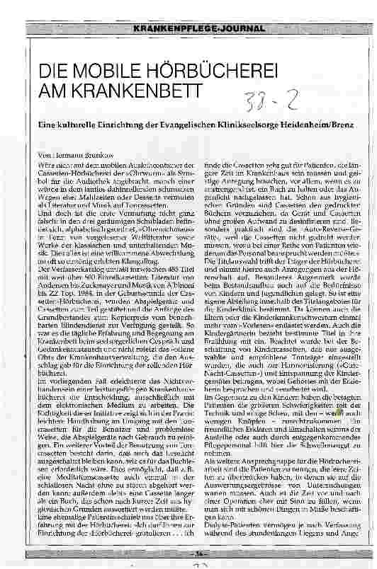 Vorschauseite 1: Die mobile Hörbücherei am Krankenbett