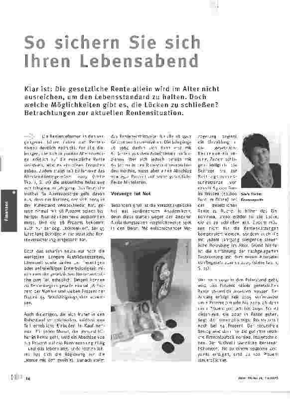 Vorschauseite 1: So sichern Sie sich Ihren Lebensabend