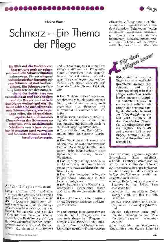 Vorschauseite 1: Schmerz - ein Thema der Pflege