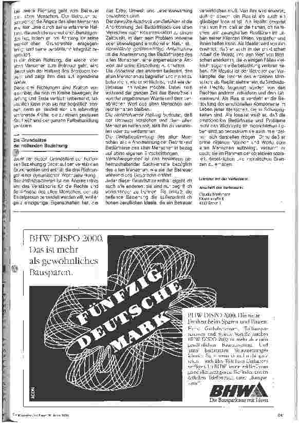 Vorschauseite 5: Medizinische und psychologische Betreuung alter u. kranker Menschen 9. Folge (Schluß): Ein Überblick
