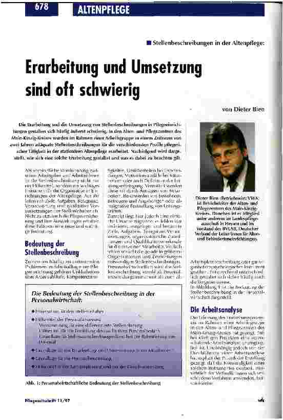Vorschauseite 1: Erarbeitung und Umsetzung sind oft schwierig Stellenbeschreibungen in der Altenpflege
