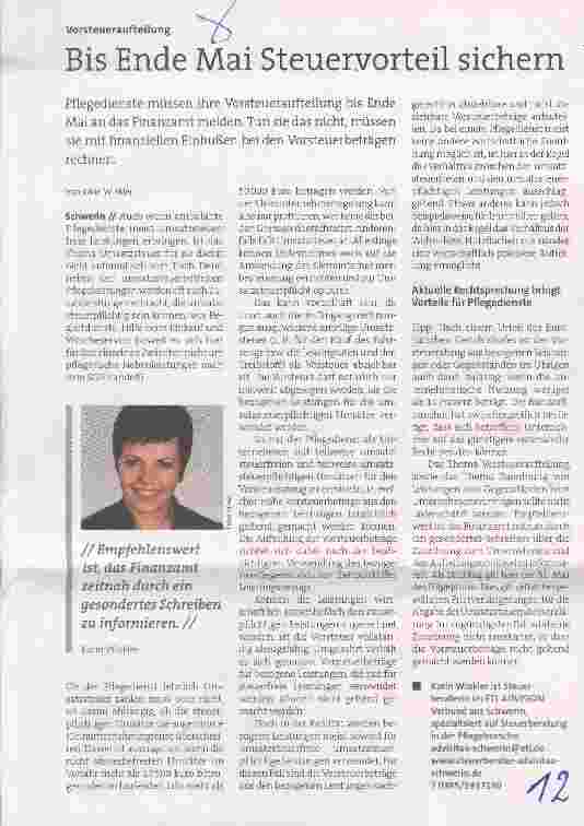 Vorschauseite 1: Bis Ende Mai Steuervorteil sichern