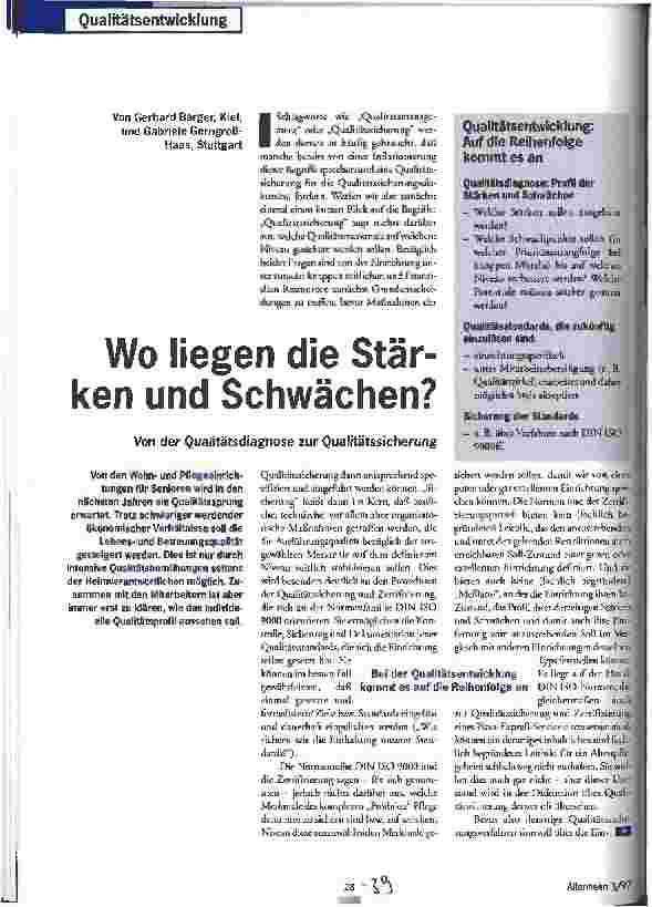Vorschauseite 1: Wo liegen die Stärken und Schwächen? Von der Qualitätsdiagnose zur Qualitätssicherung