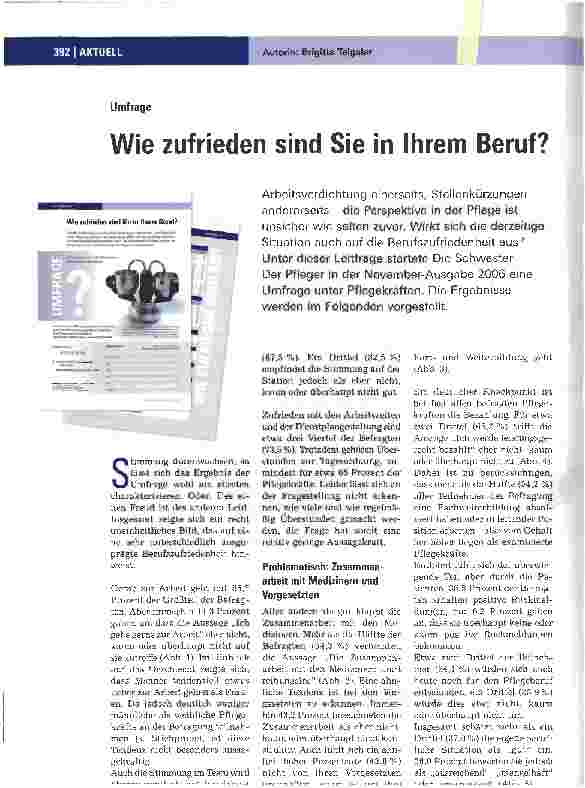 Vorschauseite 1: Wie zufrieden sind Sie in Ihrem Beruf?