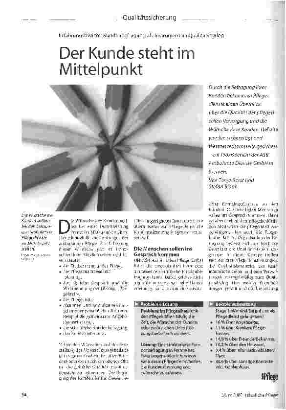 Vorschauseite 1: Der Kunde steht im Mittelpunkt - Erfahrungsbericht: Kundenbefragung als Instrument im Qualitätsdialog
