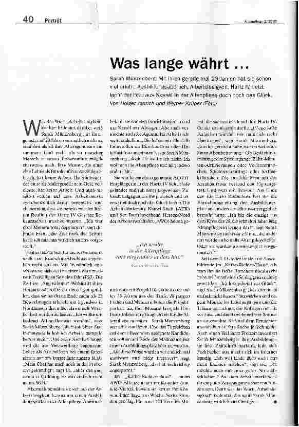 Vorschauseite 1: Was lange währt ...