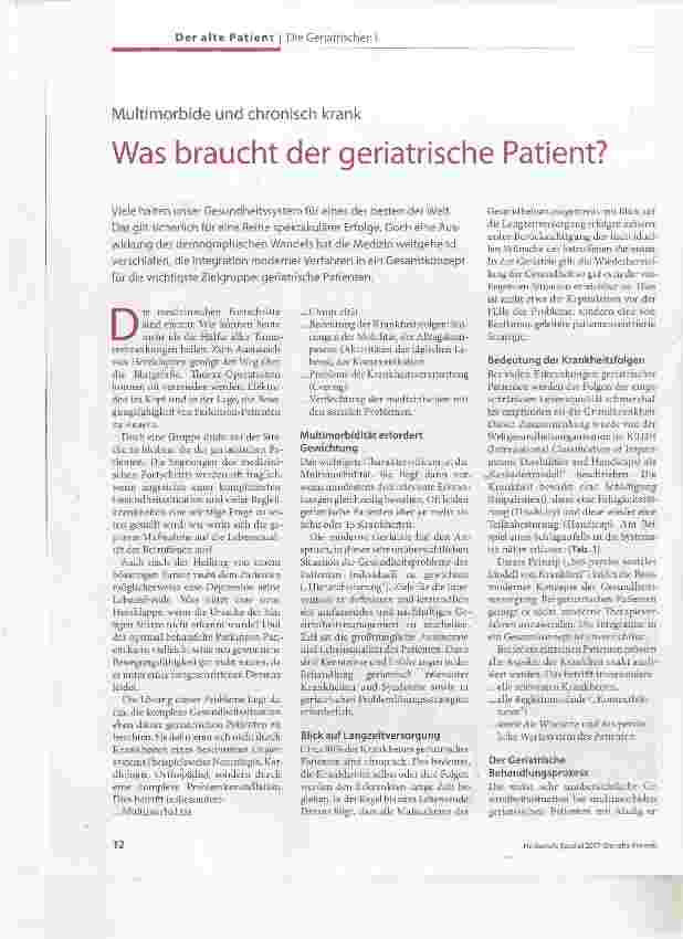 Vorschauseite 1: Was braucht der geriatrische Patient?