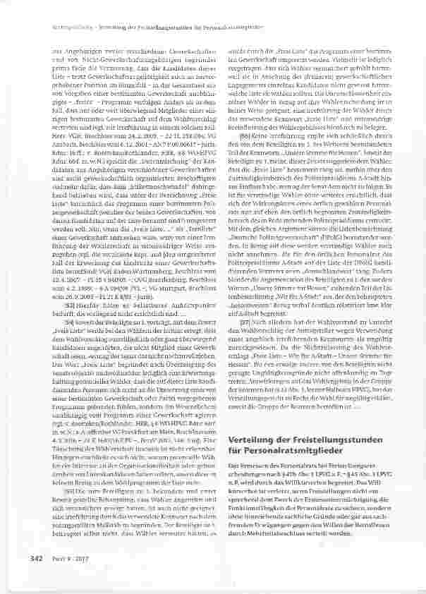 Vorschauseite 1: Verteilung der Freistellungsstunden für Personalratsmitglieder