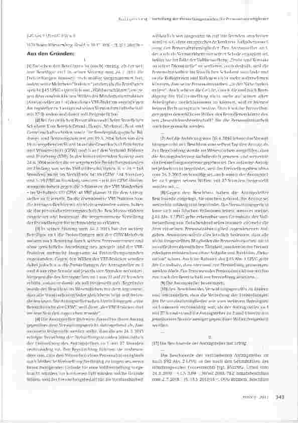 Vorschauseite 2: Verteilung der Freistellungsstunden für Personalratsmitglieder