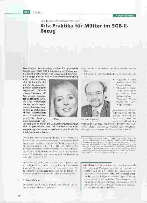 Vorschauseite 1: Kita-Praktika für Mütter im SGB-II Bezug