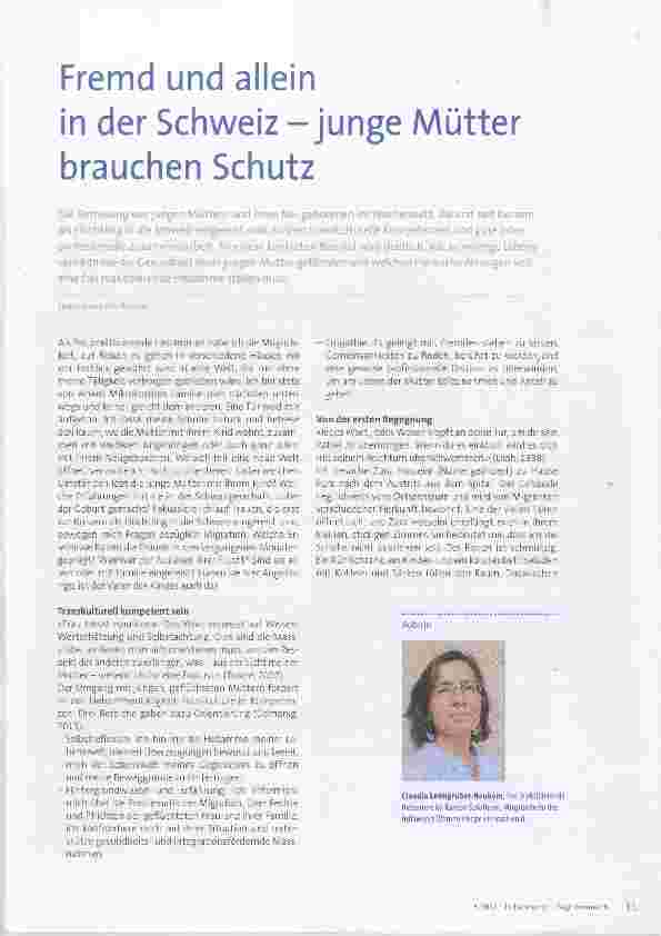 Vorschauseite 1: Fremd und allein in der Schweiz junge Mütter brauchen Schutz