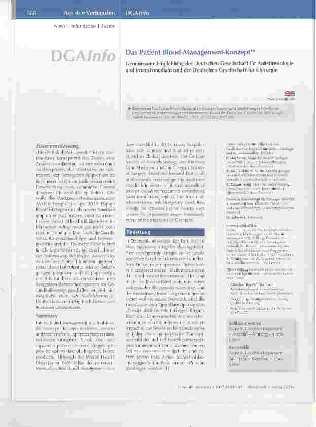 Vorschauseite 1: Das Patient-Blood-Management-Konzepf