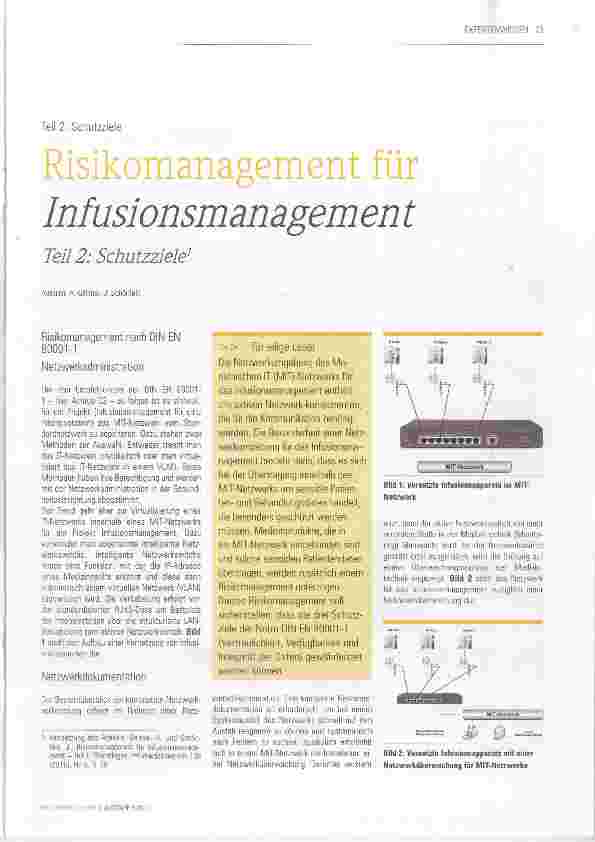 Vorschauseite 1: Risikomanagement für Infusionsmanagement Teil 2: Schutzziele