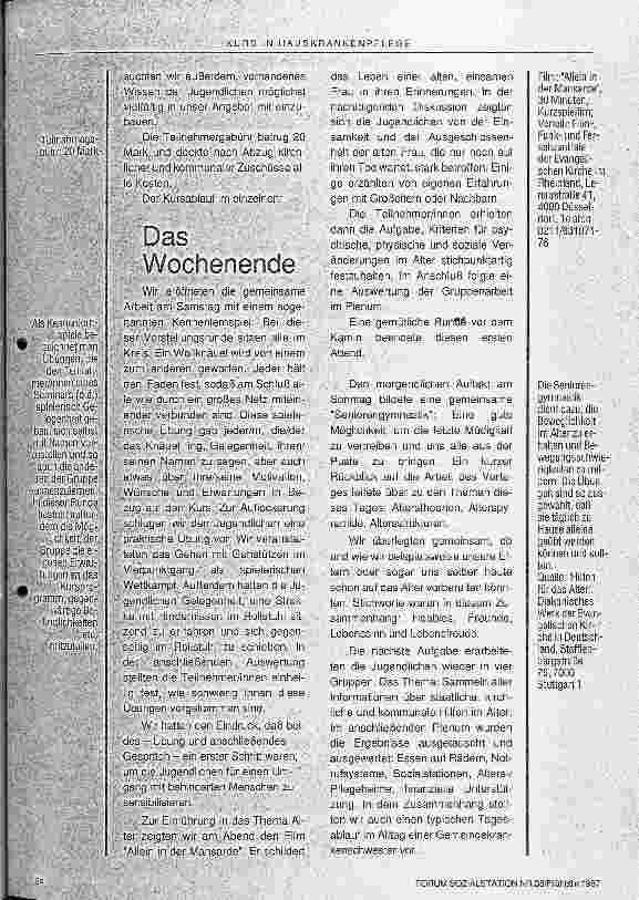 Vorschauseite 2: Kurs in Hauskrankenpflege Zielgruppe: Jugendliche in der Gemeinde
