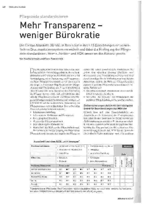 Vorschauseite 1: Mehr Transparenz -weniger Bürokratie