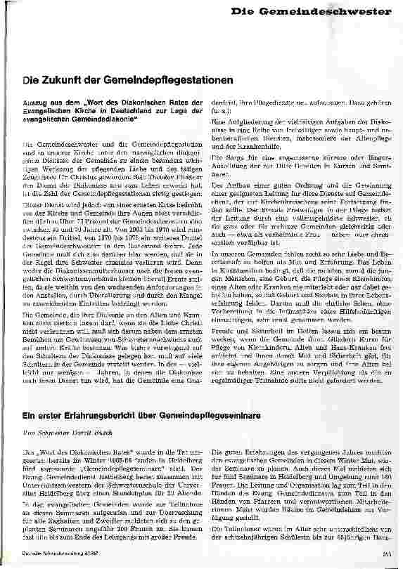 Vorschauseite 1: Ein erster Erfahrungsbericht über Gemeindepflegeseminare