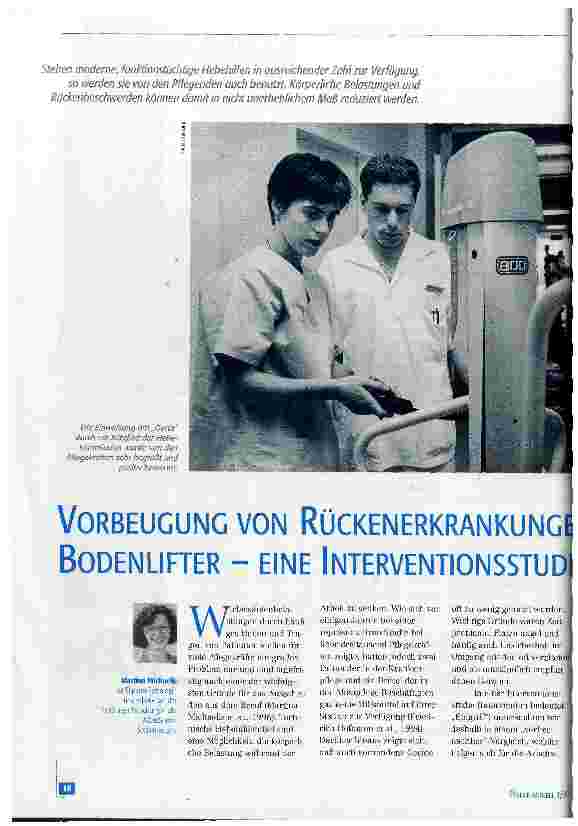 Vorschauseite 1: Vorbeugung von Rückenerkrankungen durch Bodenlifter - eine Interventionsstudie