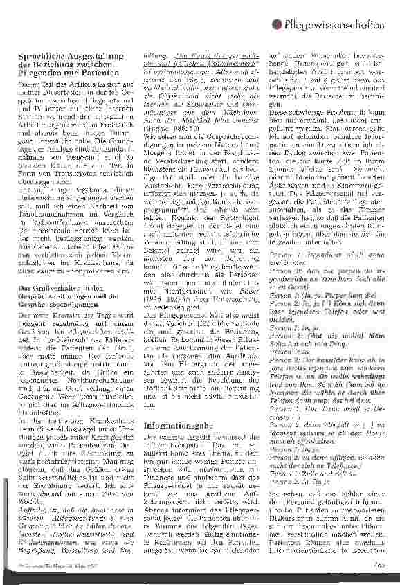Vorschauseite 3: Beziehung und Pflege - Eine Analyse der Gesprächsrituale auf einer Station -