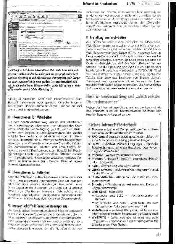 Vorschauseite 2: Das Intranet im Krankenhaus Inhouse-Internet beschleunigt den Informationsfluß