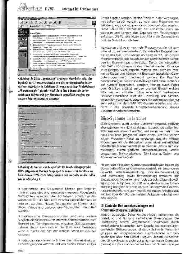 Vorschauseite 3: Das Intranet im Krankenhaus Inhouse-Internet beschleunigt den Informationsfluß