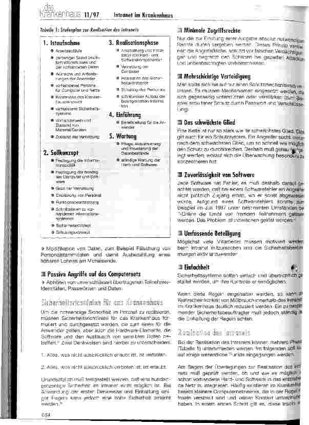 Vorschauseite 5: Das Intranet im Krankenhaus Inhouse-Internet beschleunigt den Informationsfluß