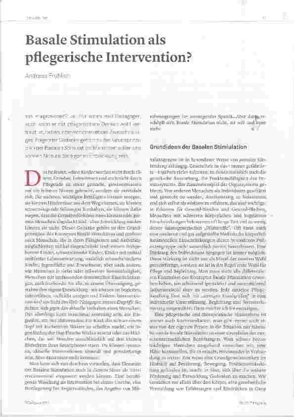 Vorschauseite 1: Basale Stimulation als pflegerische Intervention?