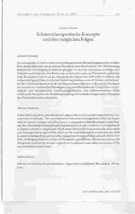 Vorschauseite 1: Schmerztherapeutische Konzepte und ihre möglichen Folgen